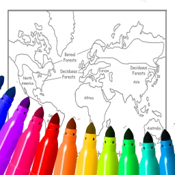 World Map Coloring For Kids